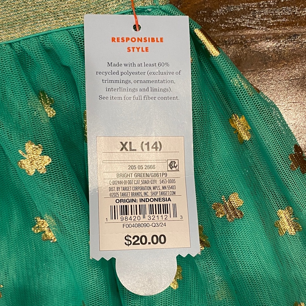 Cat & Jack Green Skirt with Gold Floral Design - Picture 6 of 6